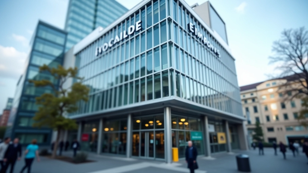 EZB-Sitz oder Bundesbank-Gebäude, modernes Finanzinstitut, europäische Wirtschaftszentrale